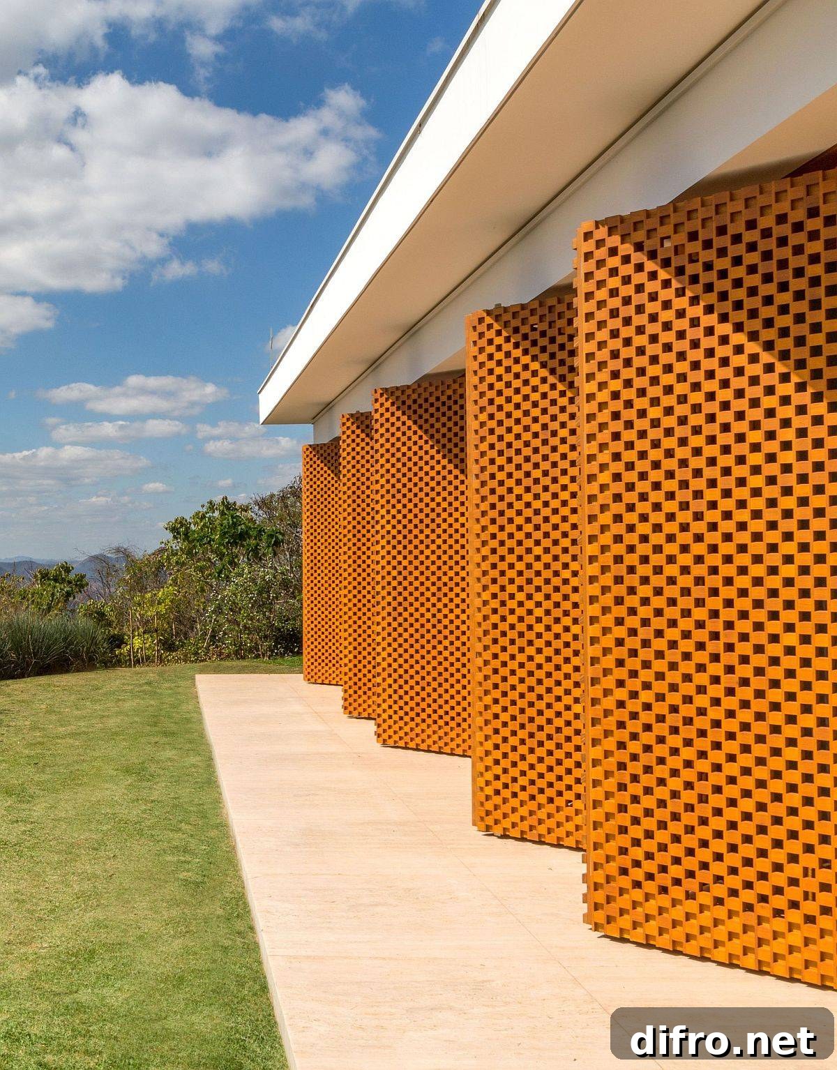 Custom pivoting wooden panels at Endless Horizon House