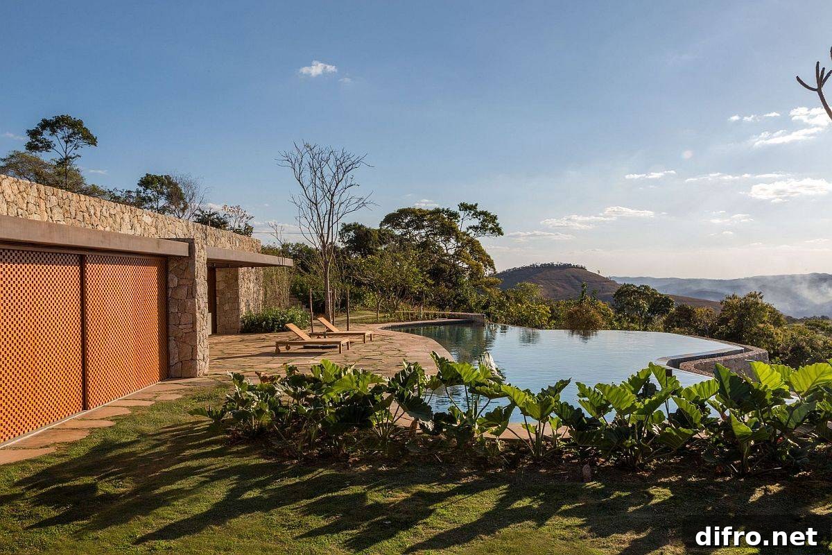 Natural stone pool and landscape views