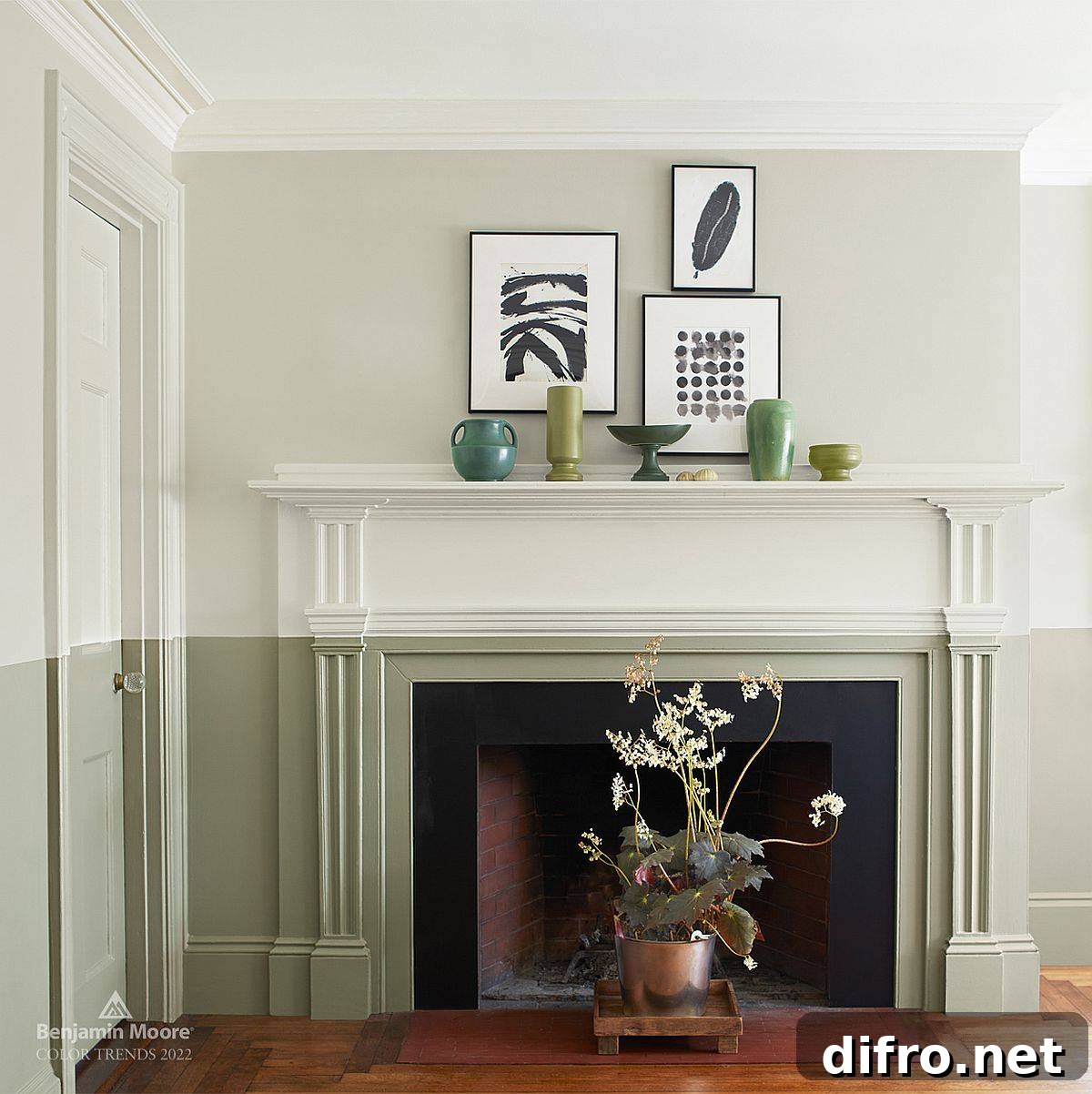 White combined with October Mist in a living room