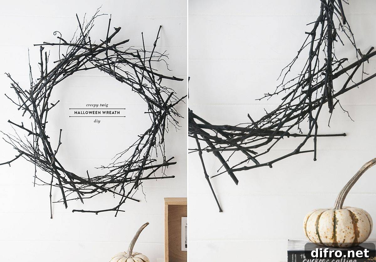 Simple Halloween twig wreath