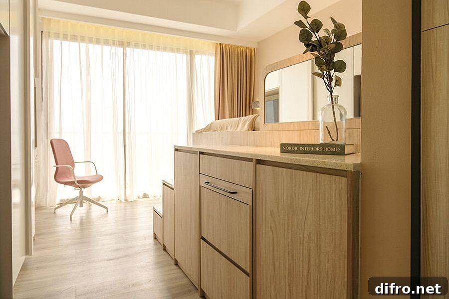 Custom wooden platform with storage