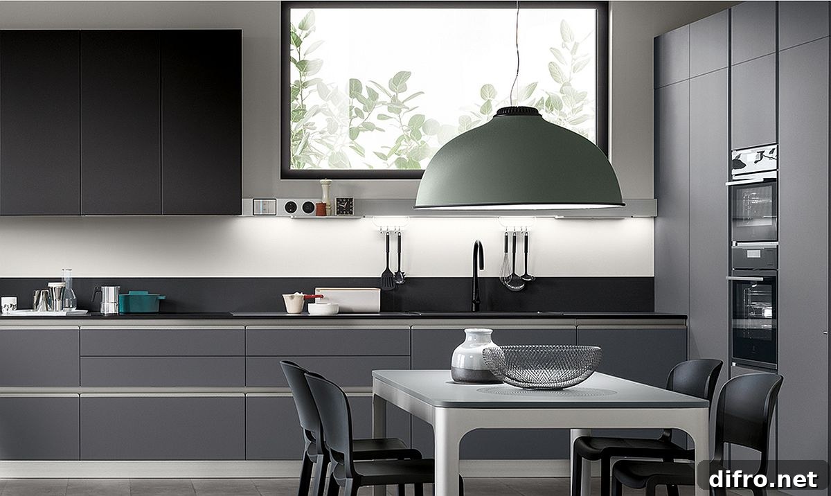 Gray contemporary kitchen with flexible design