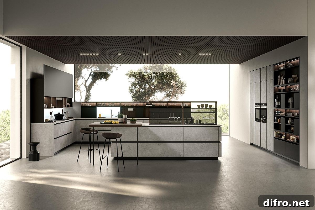 Custom kitchen design with large storage and pantry