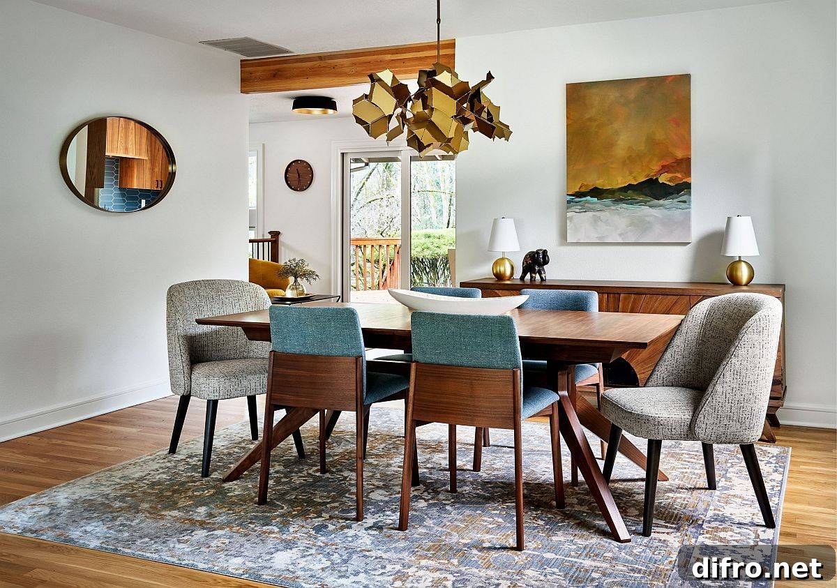 Minimal wall art in a contemporary dining room