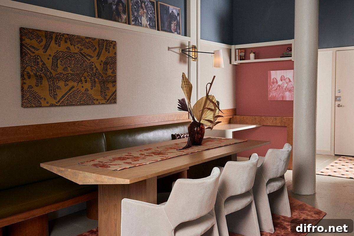 Wall art blending with the color scheme in a Vancouver dining room
