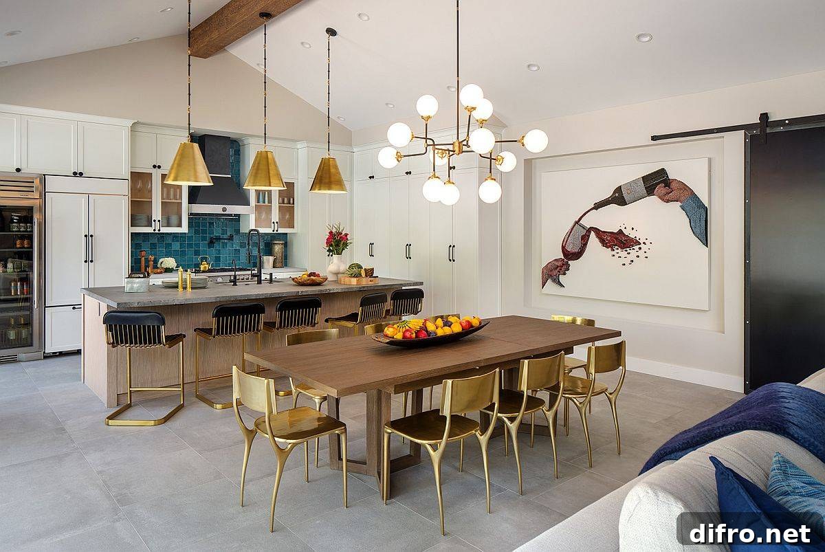 Dining room with interesting wall art