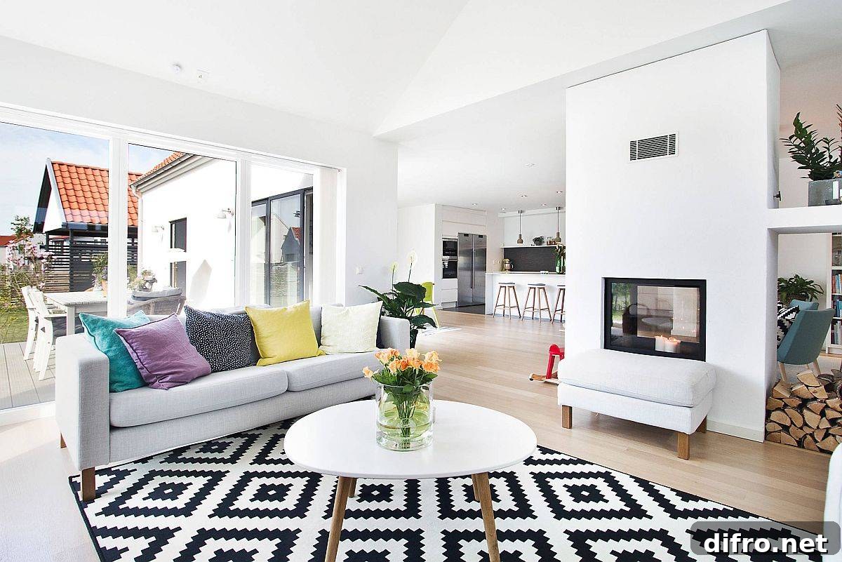 Scandinavian open-plan living area
