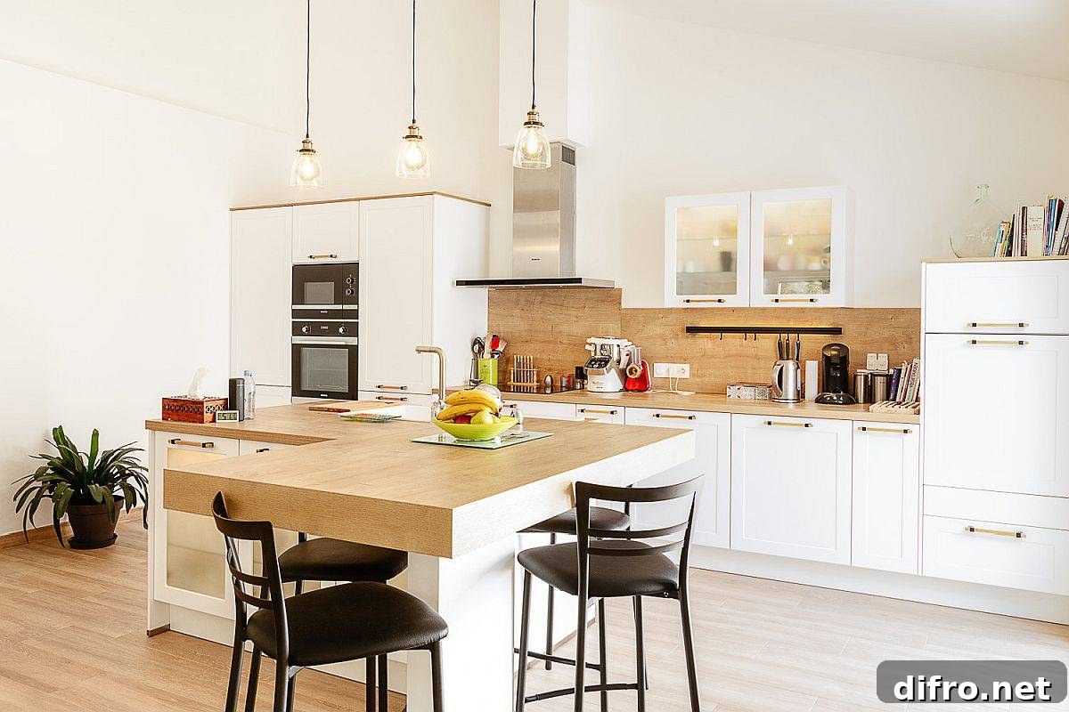 Creative kitchen island with wooden countertops