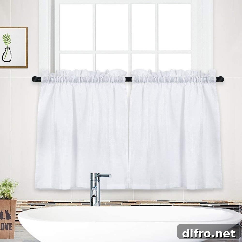 sheer curtains used as bathroom window privacy idea