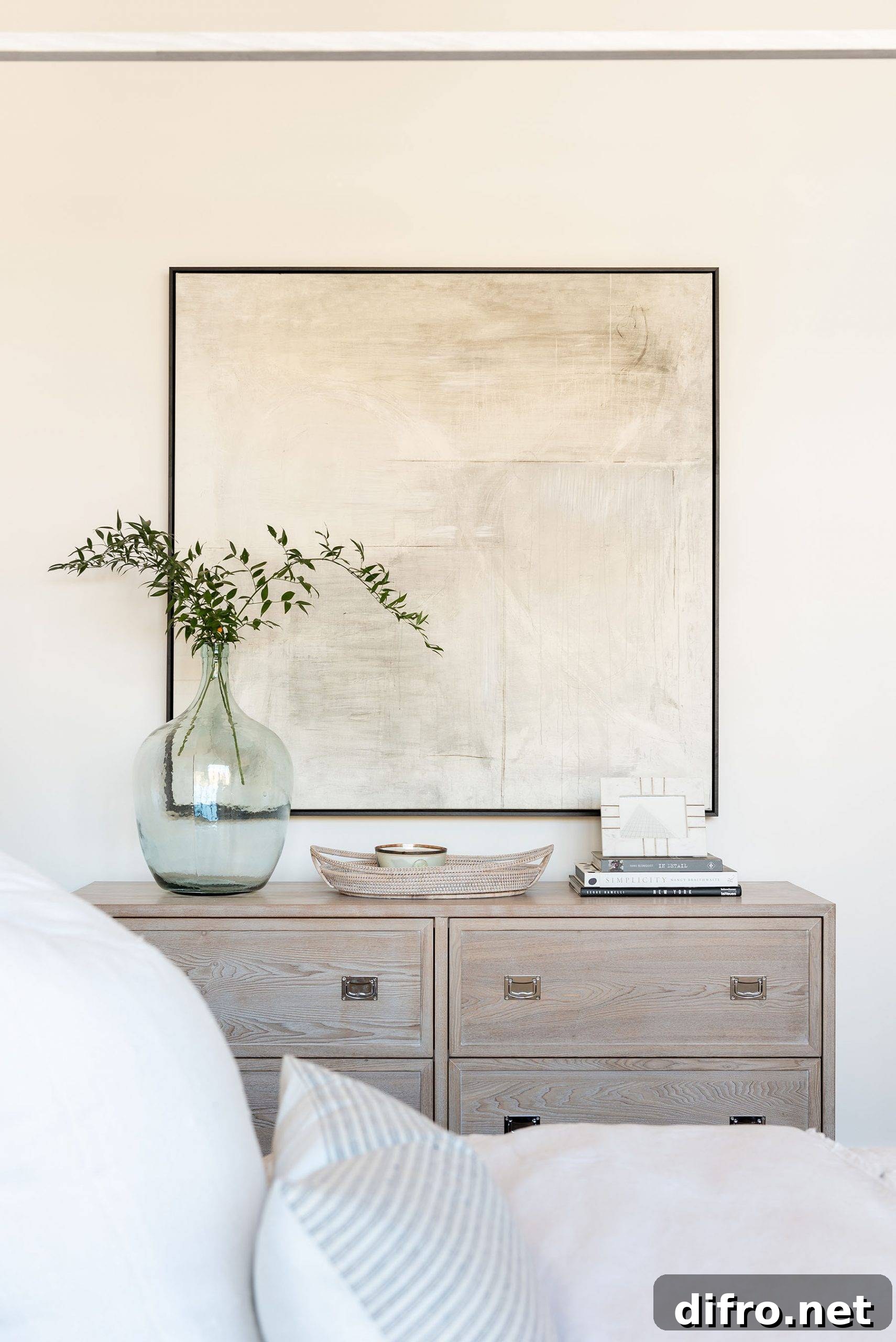 Well-curated dresser with artwork