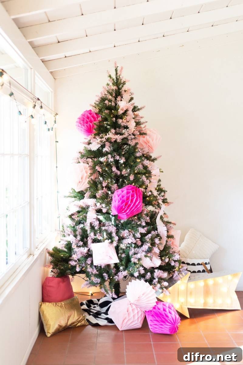 Vibrant pink Christmas tree