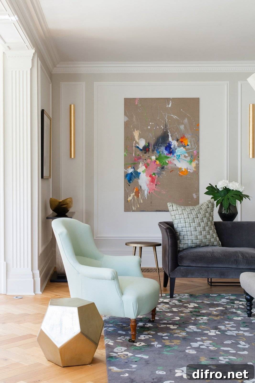 Charming pistachio armchair in a cozy space