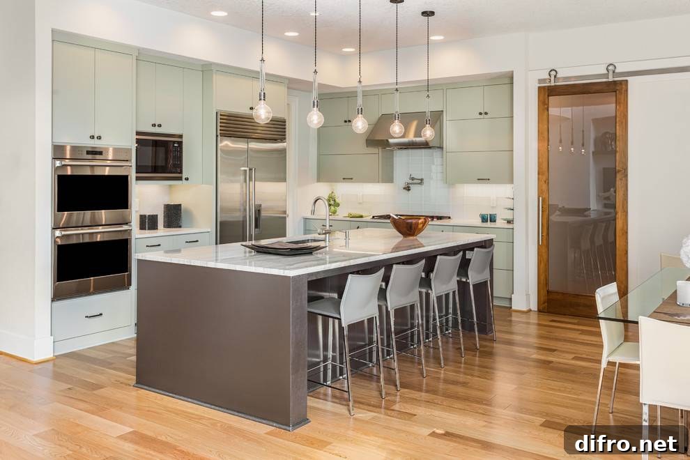 Light pistachio kitchen cabinets