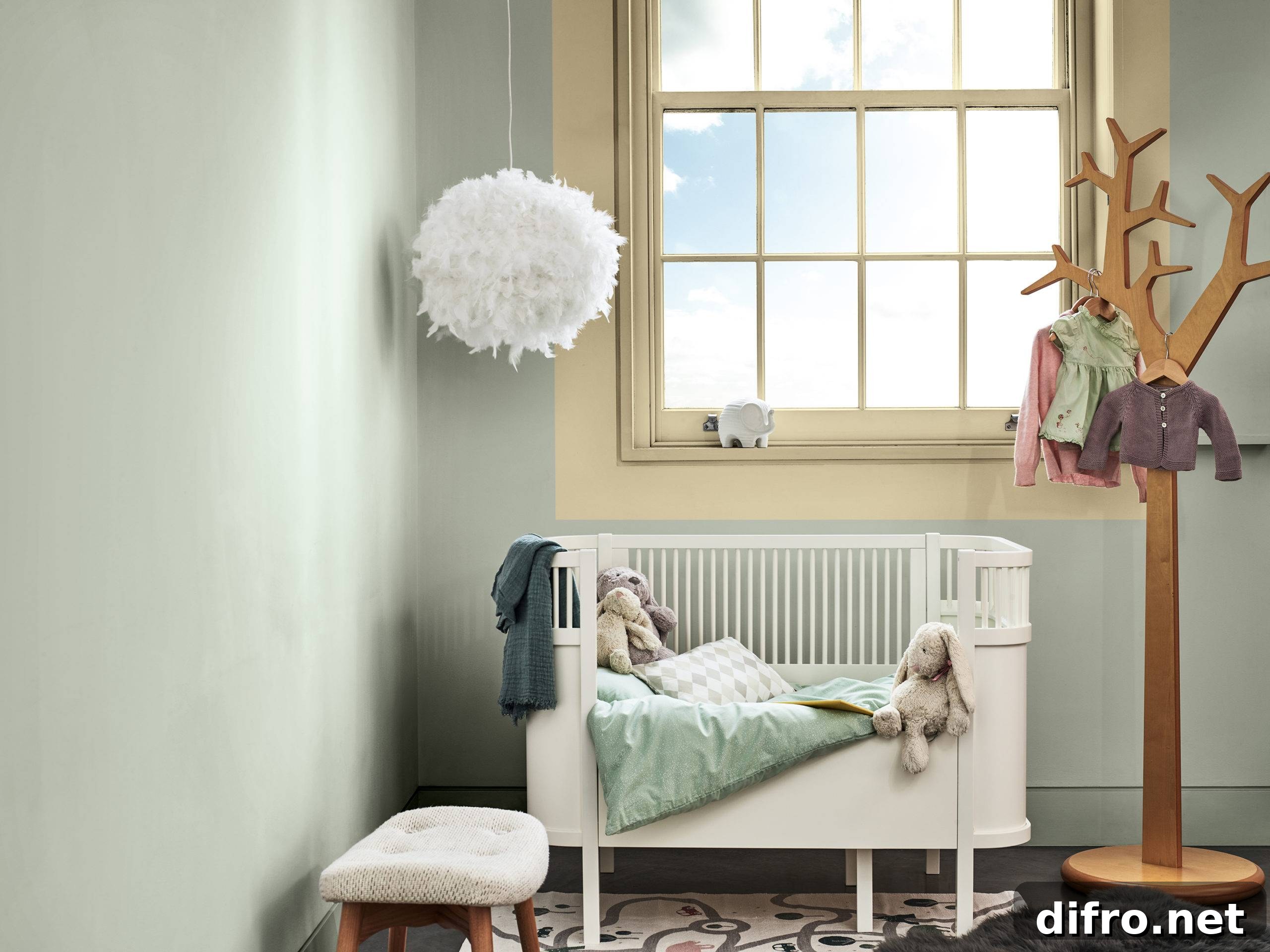 Soothing nursery with pistachio walls