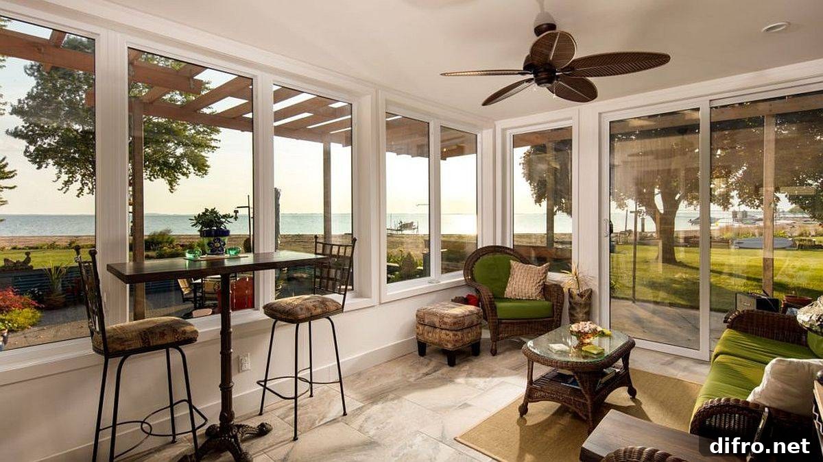 Spectacular water views on three sides of the room