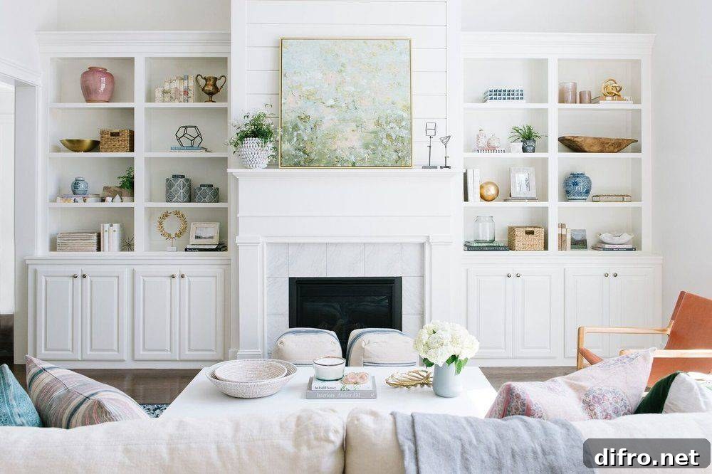 Built-in bookshelf focal point