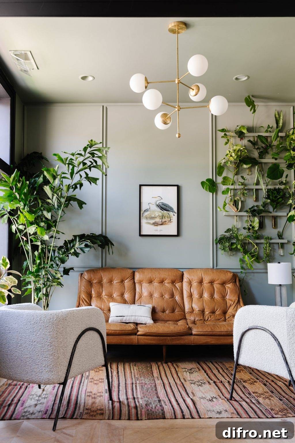 2022 Colors of the Year Revealed 3 Contemporary living room with an Evergreen Fog accent wall
