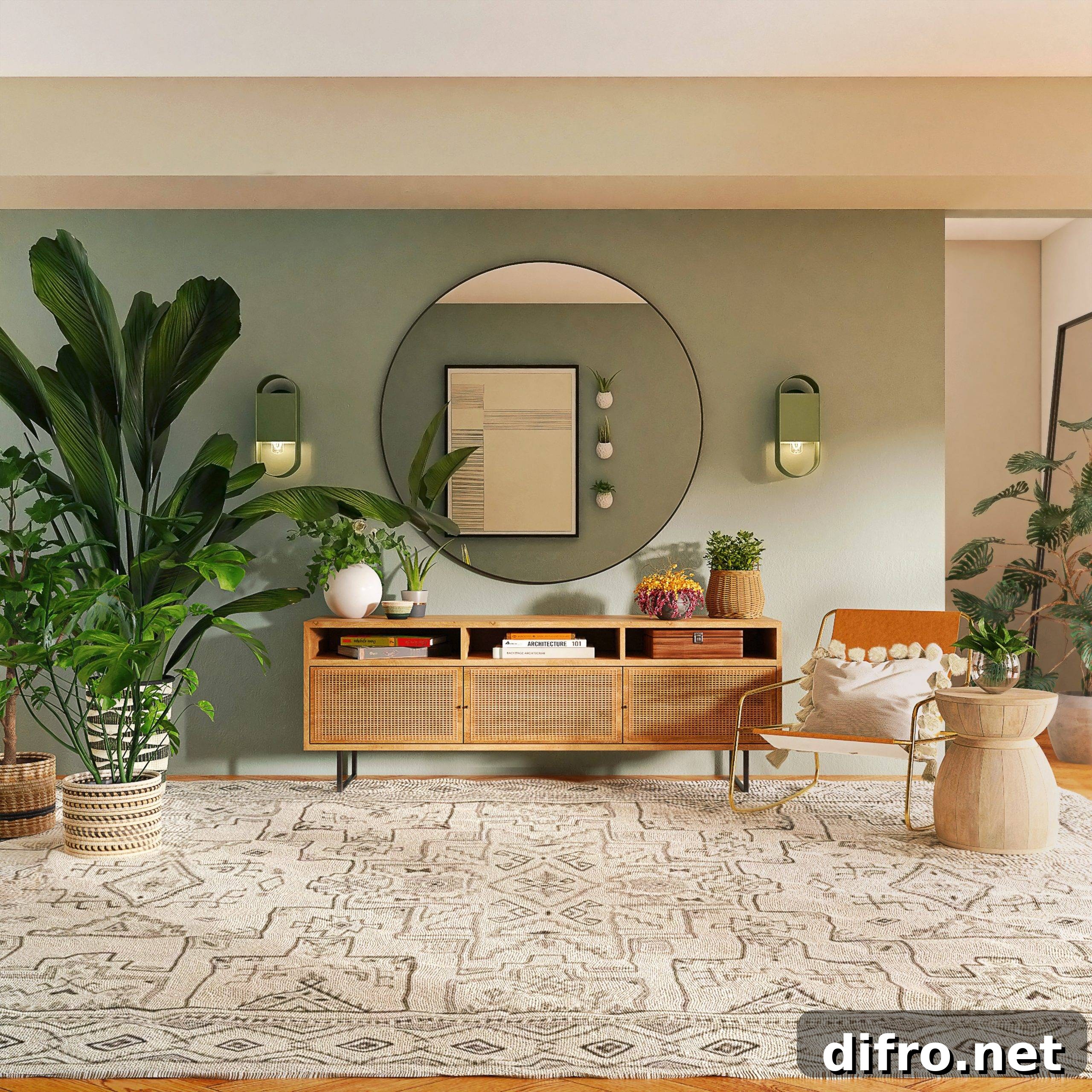 Mid-century console table in a cozy setting