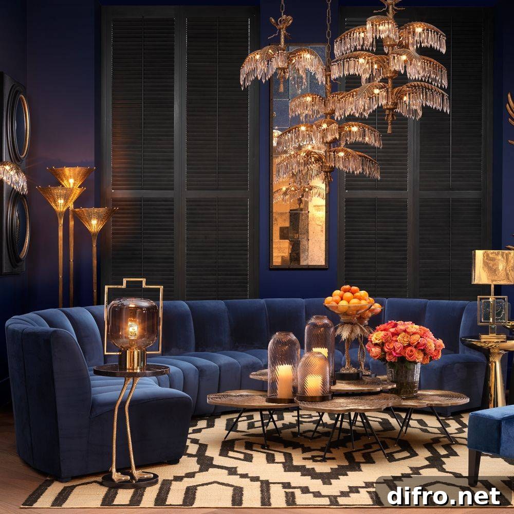 Luxury ambiance with blue sofa