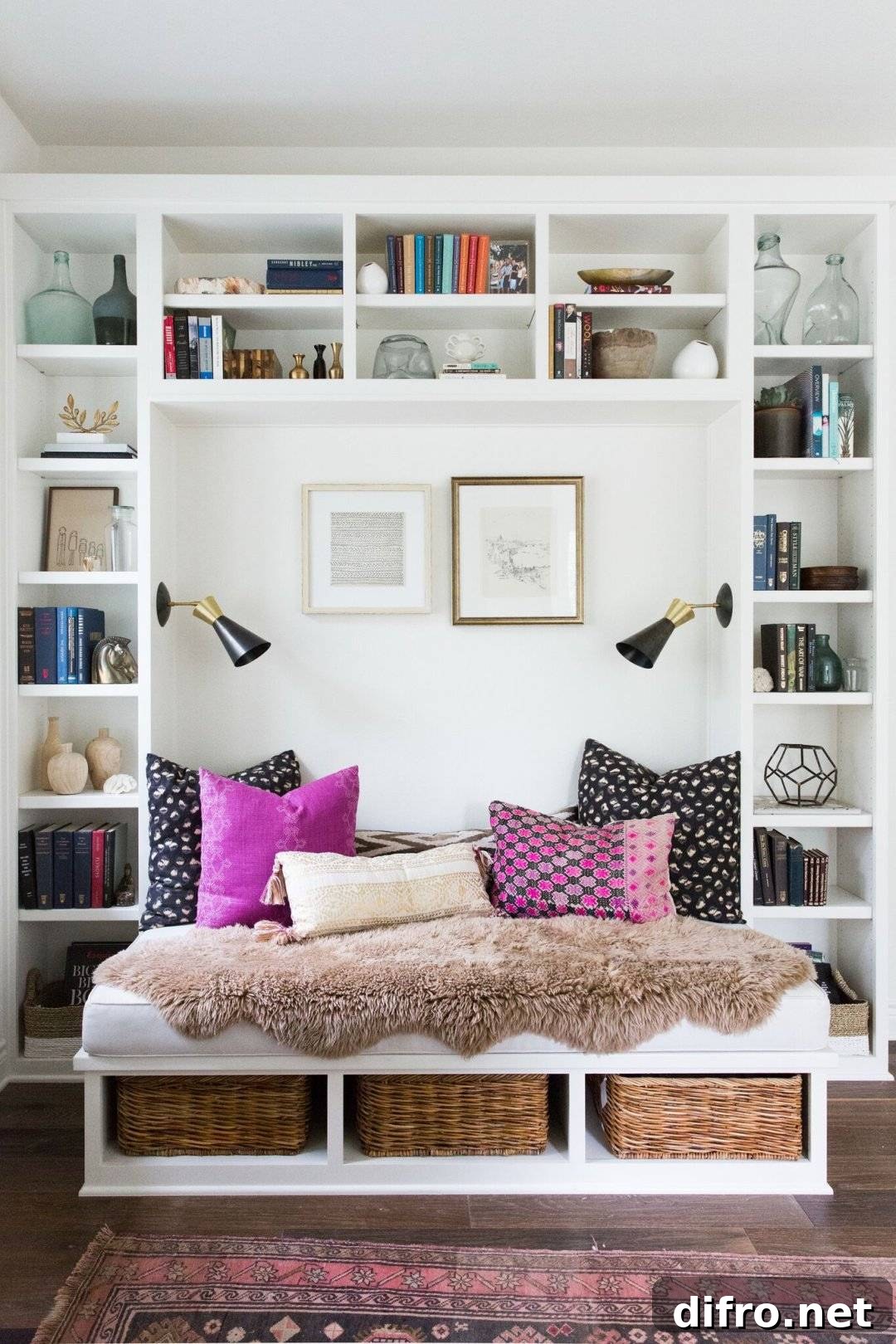 Compact reading nook with chic vibes