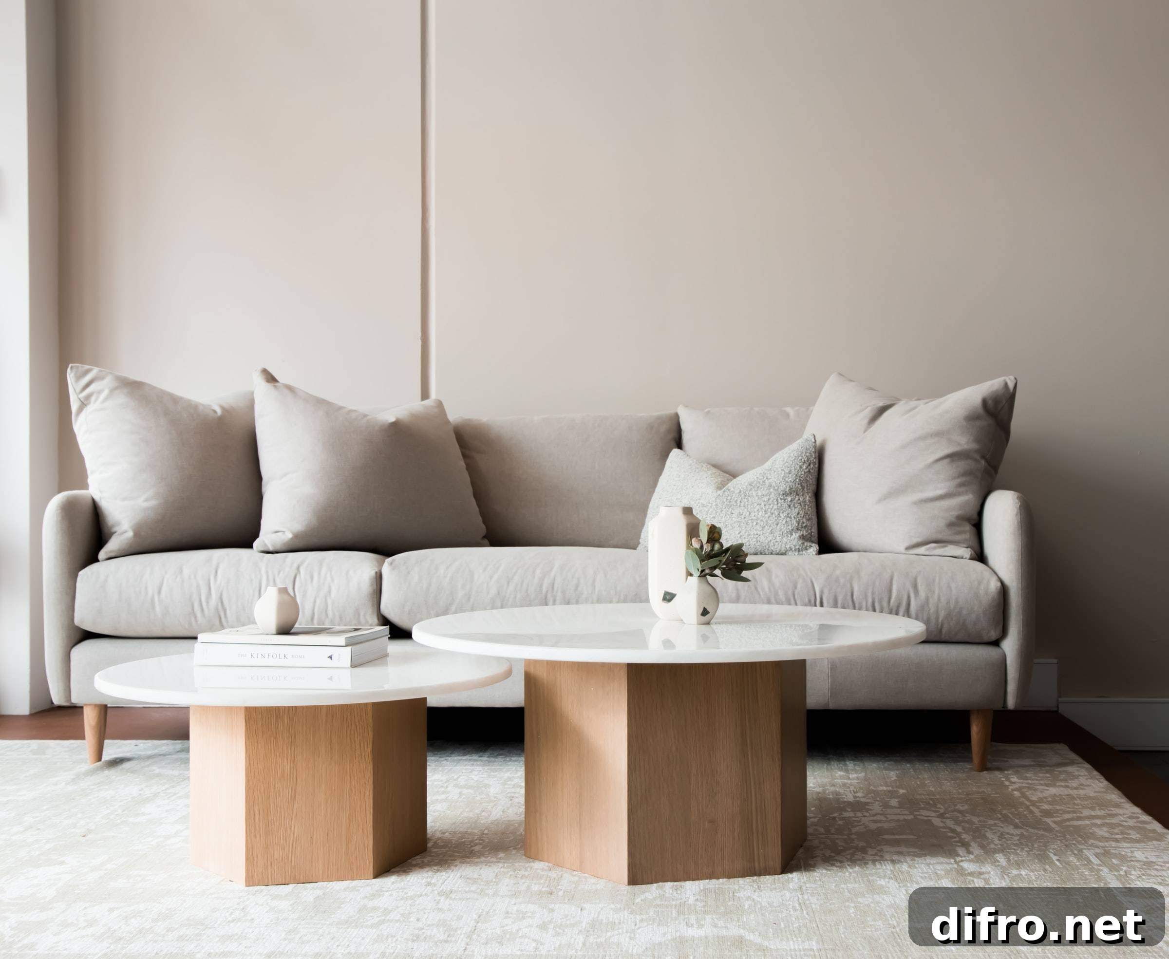 Cozy Japandi living room with muted tones