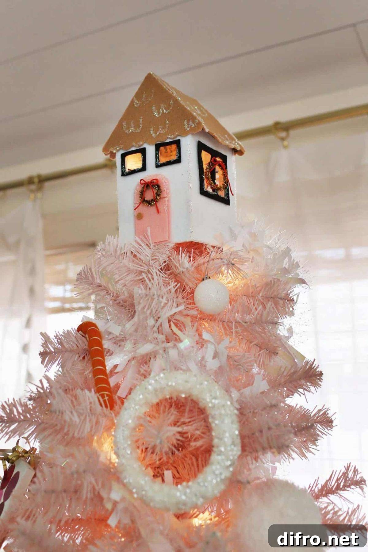 Felt house tree topper