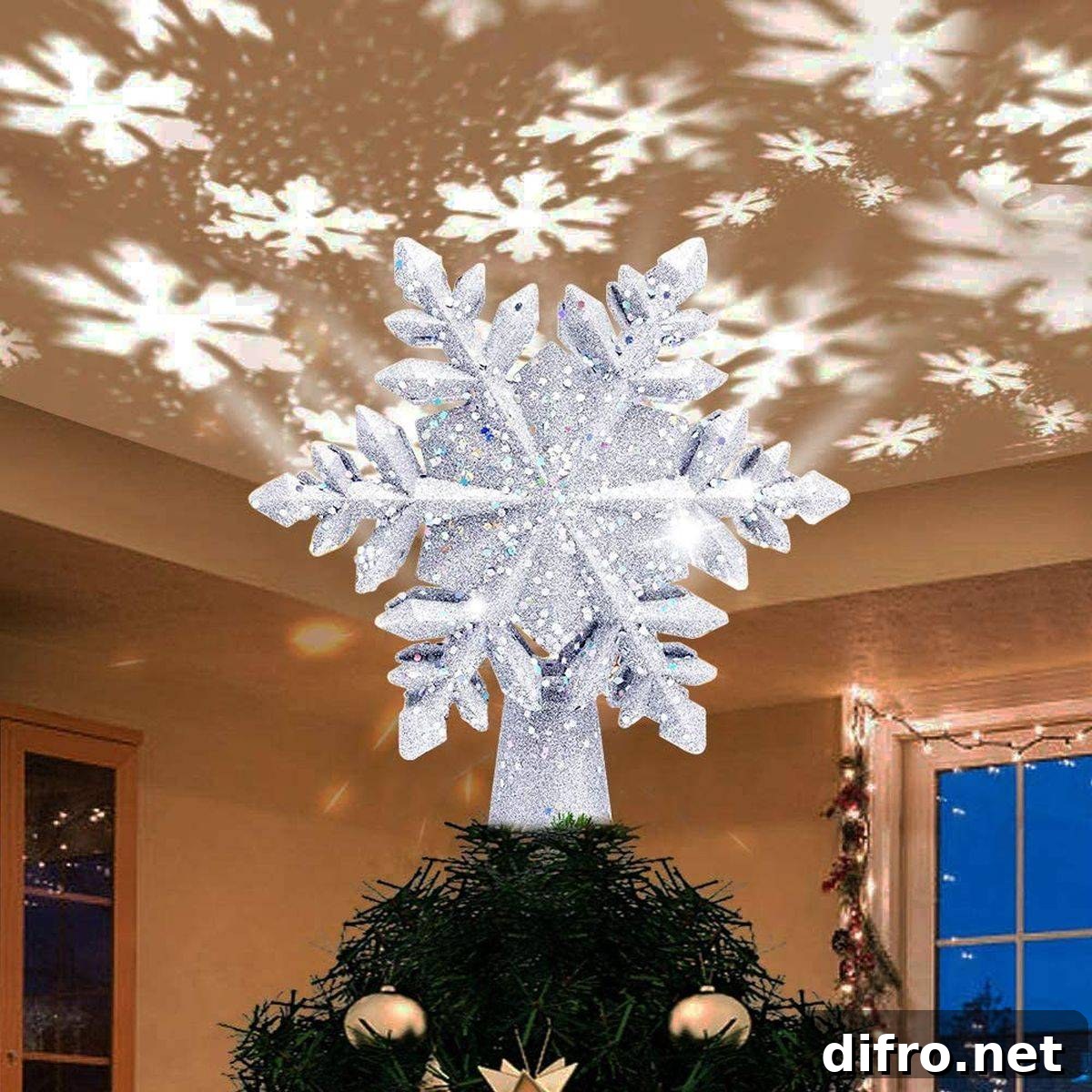 LED rotating snowflake topper