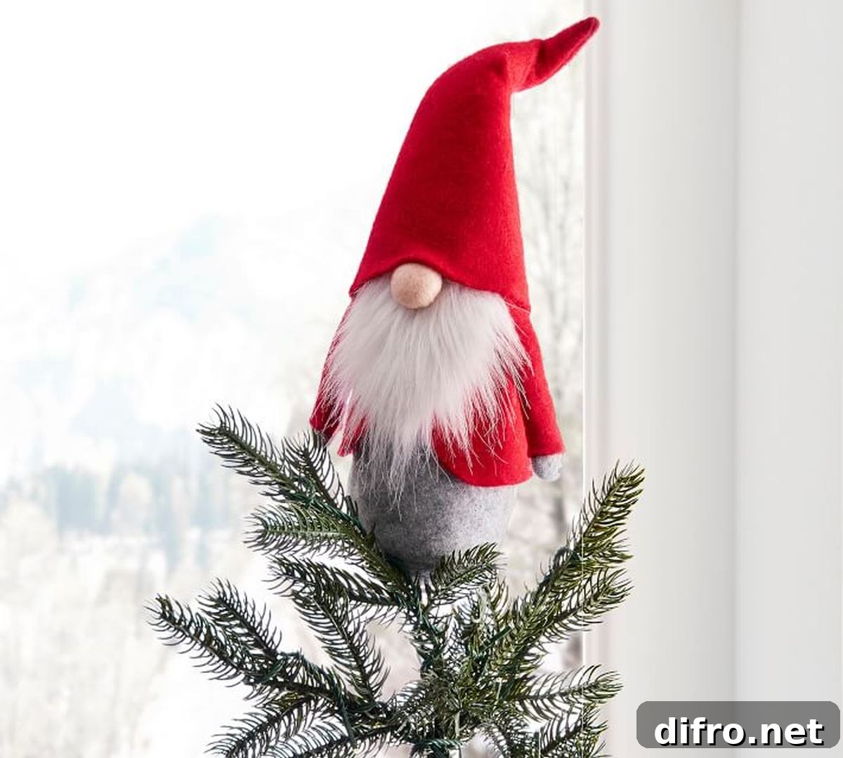 Colorful gnome tree topper