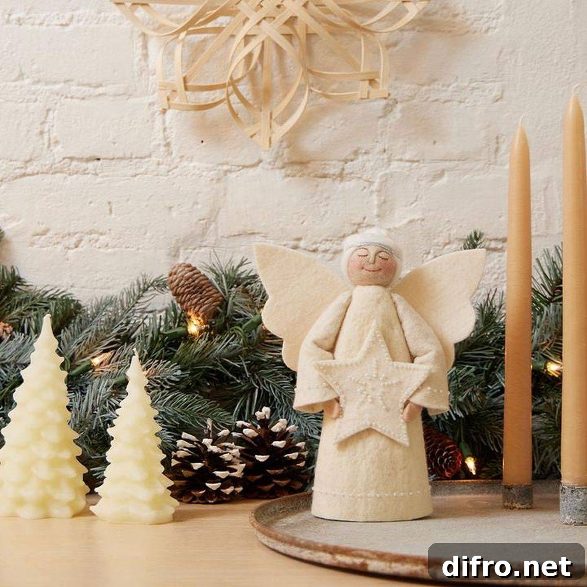 Blushed white star angel topper