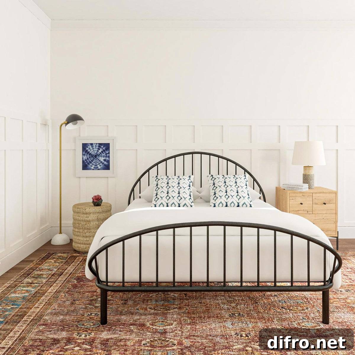 Mix and match bedside tables for an eclectic bedroom