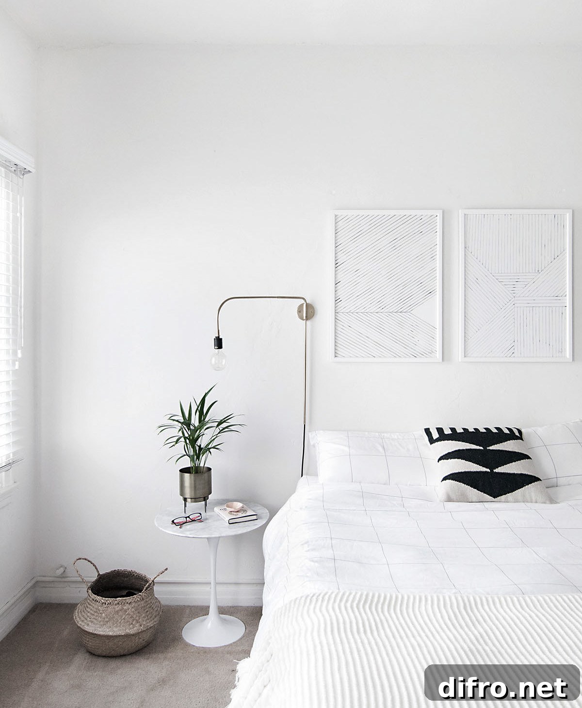 Simple side table for a minimalist bedroom