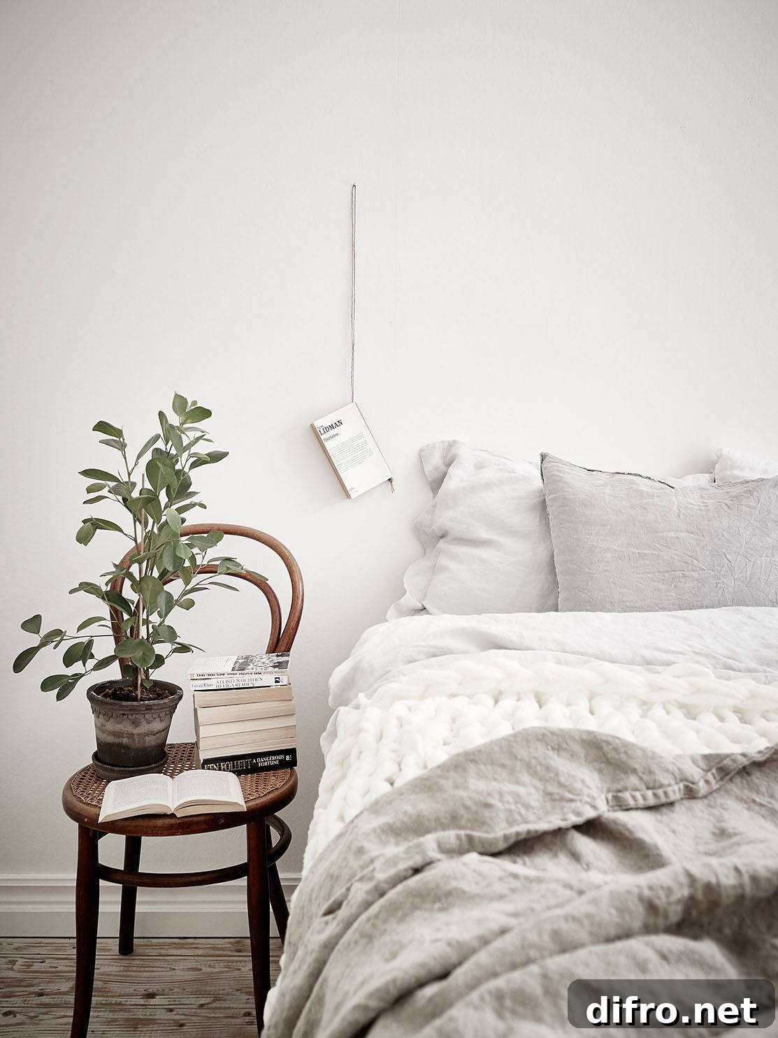 Rustic chair used as a nightstand