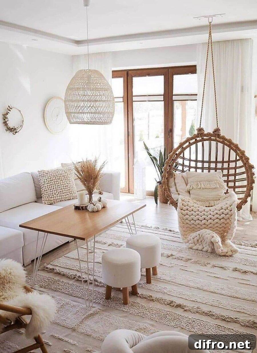 Explore different natural finishes and textures in the living room this year
