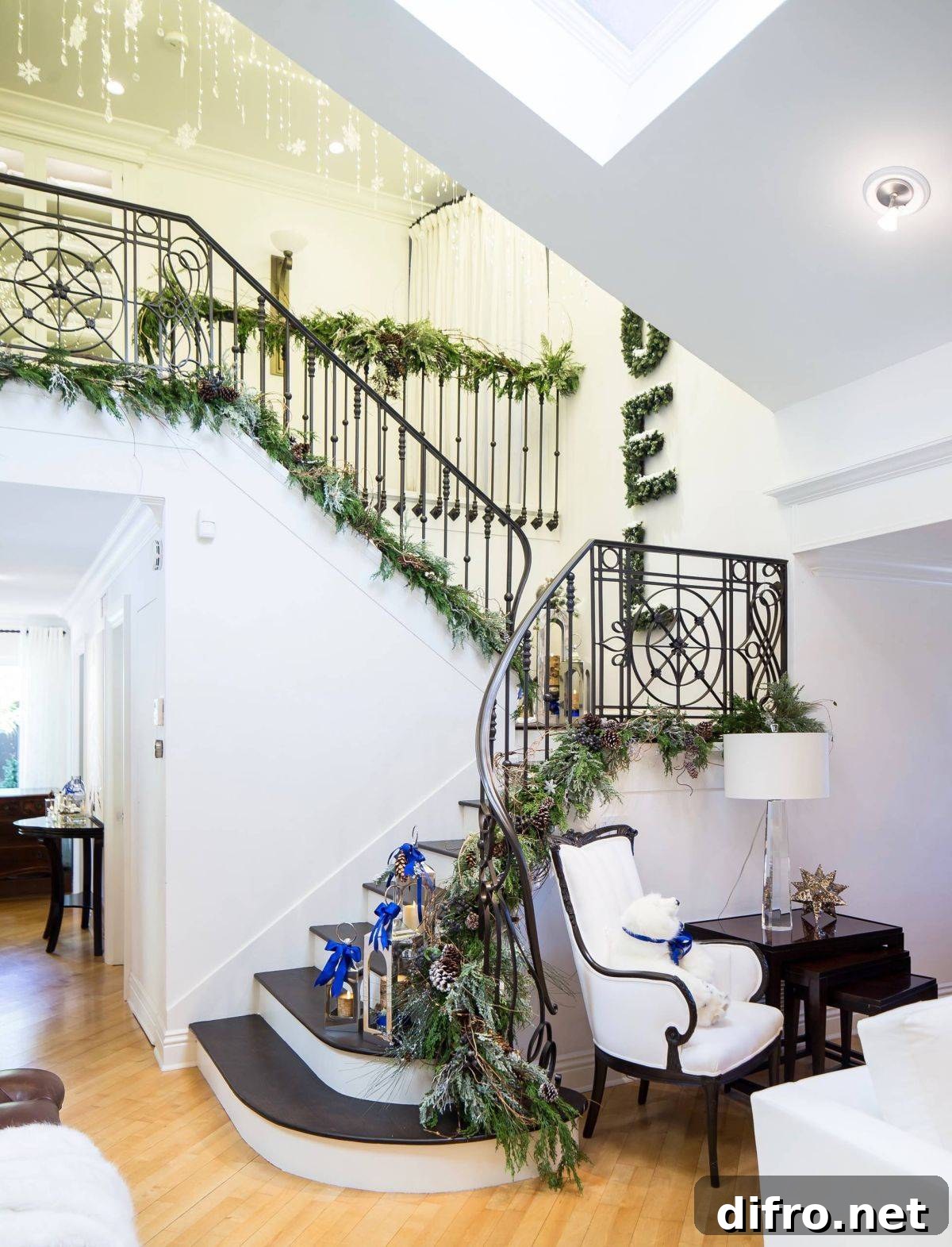 Staircase entry with touches of green