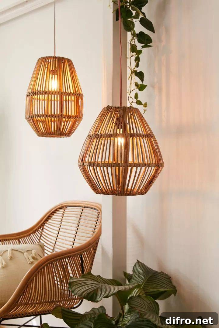 Bamboo woven pendant light