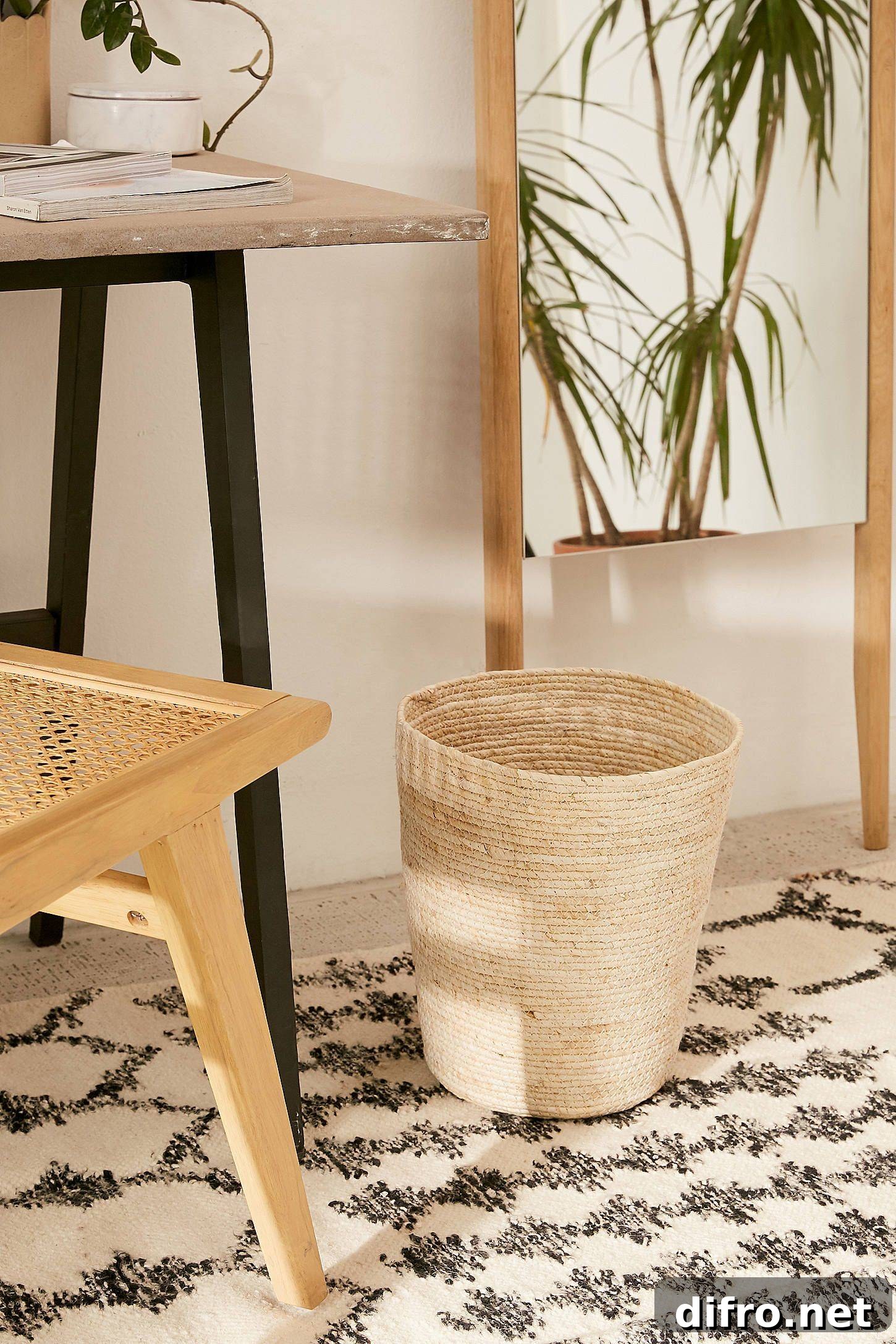 Large woven trash can or basket