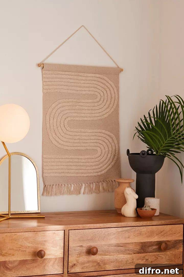 Neutral textured wall hanging