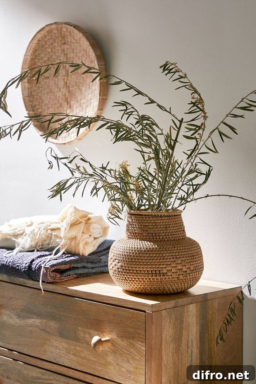 Woven basket plant pot