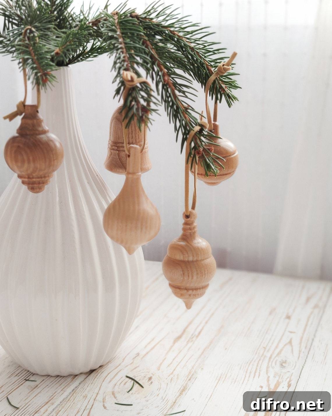 Minimalist wooden Christmas ornaments