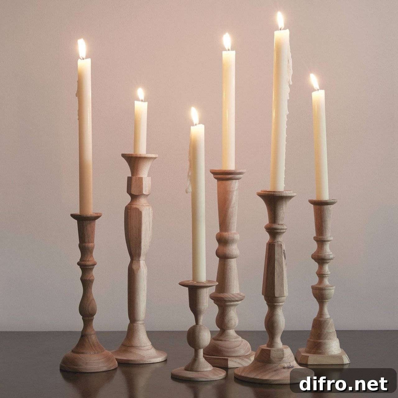Wooden candlesticks decor