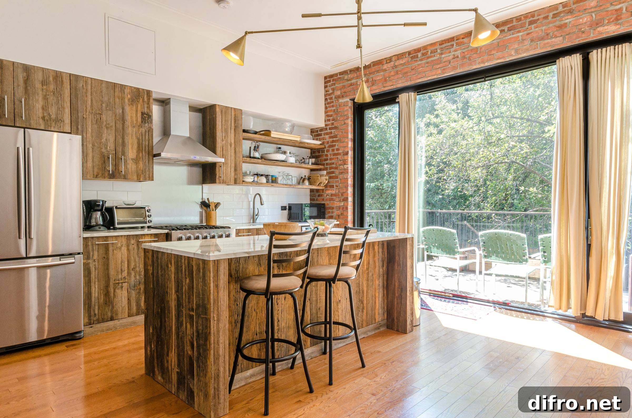 Rustic kitchen with industrial elements