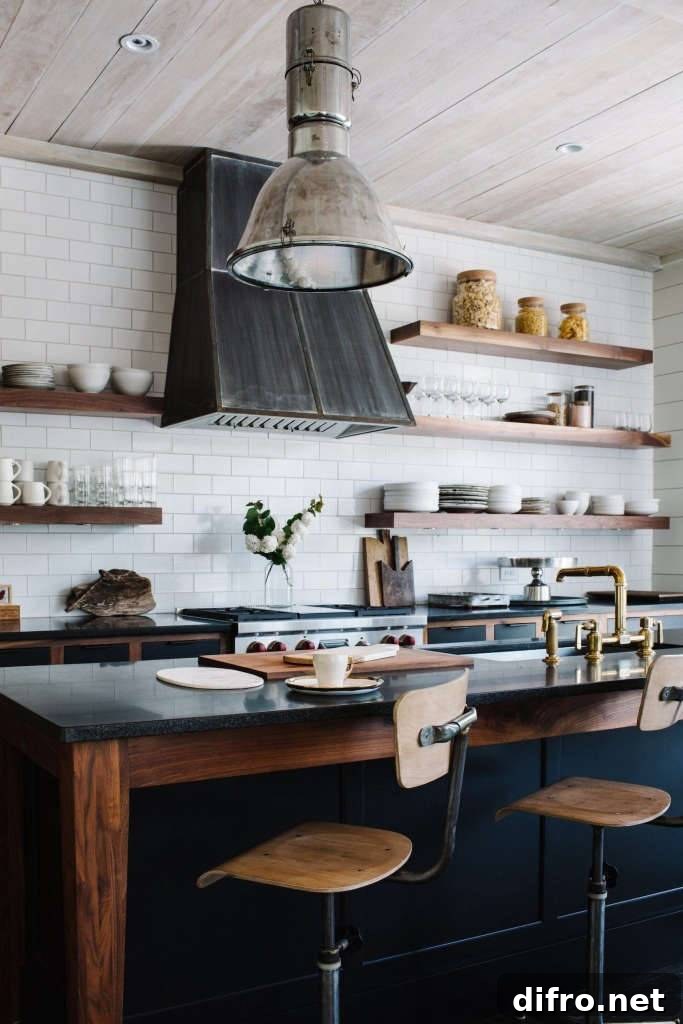Kitchen with unfinished textures and homey feel