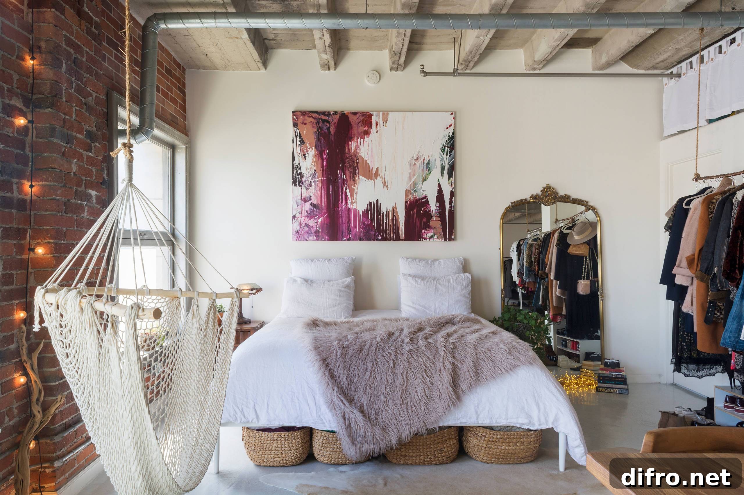 Relaxed bedroom with industrial vibes