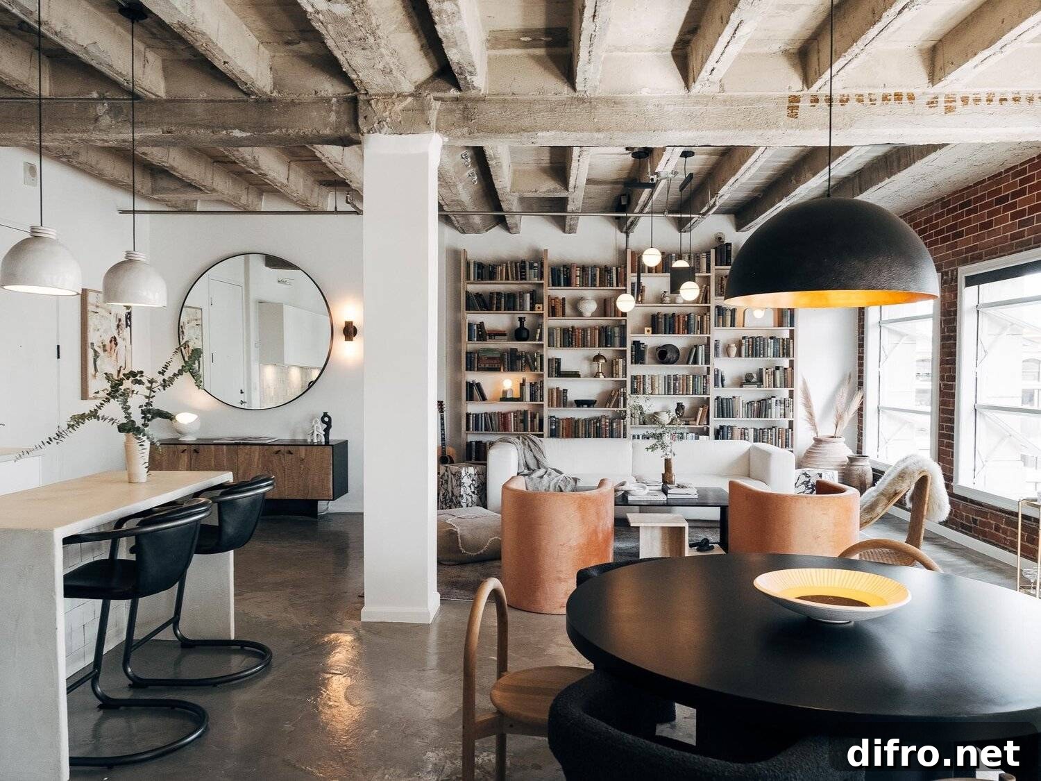 Balanced mix of industrial and rustic elements