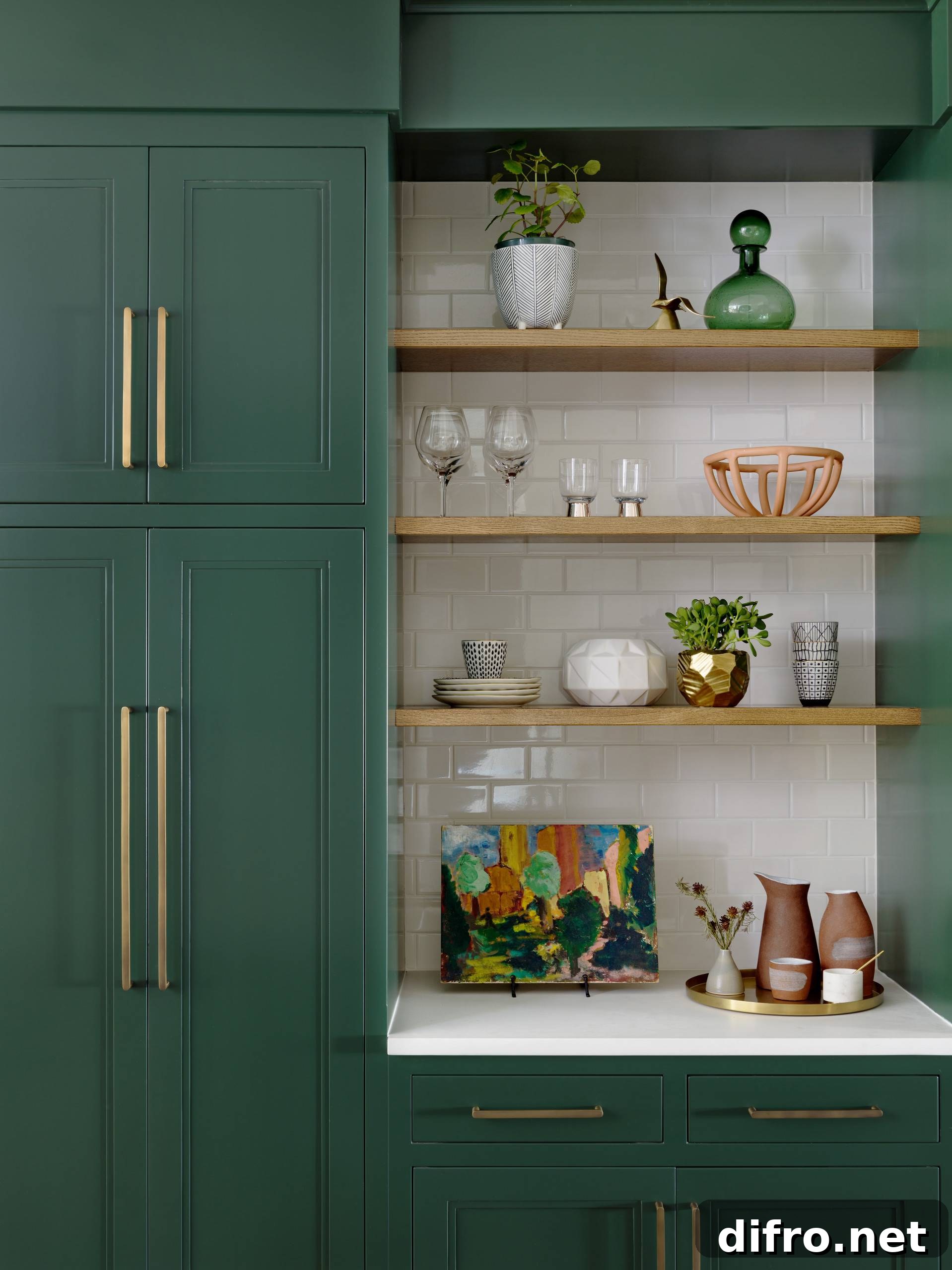 Jewel green cabinetry