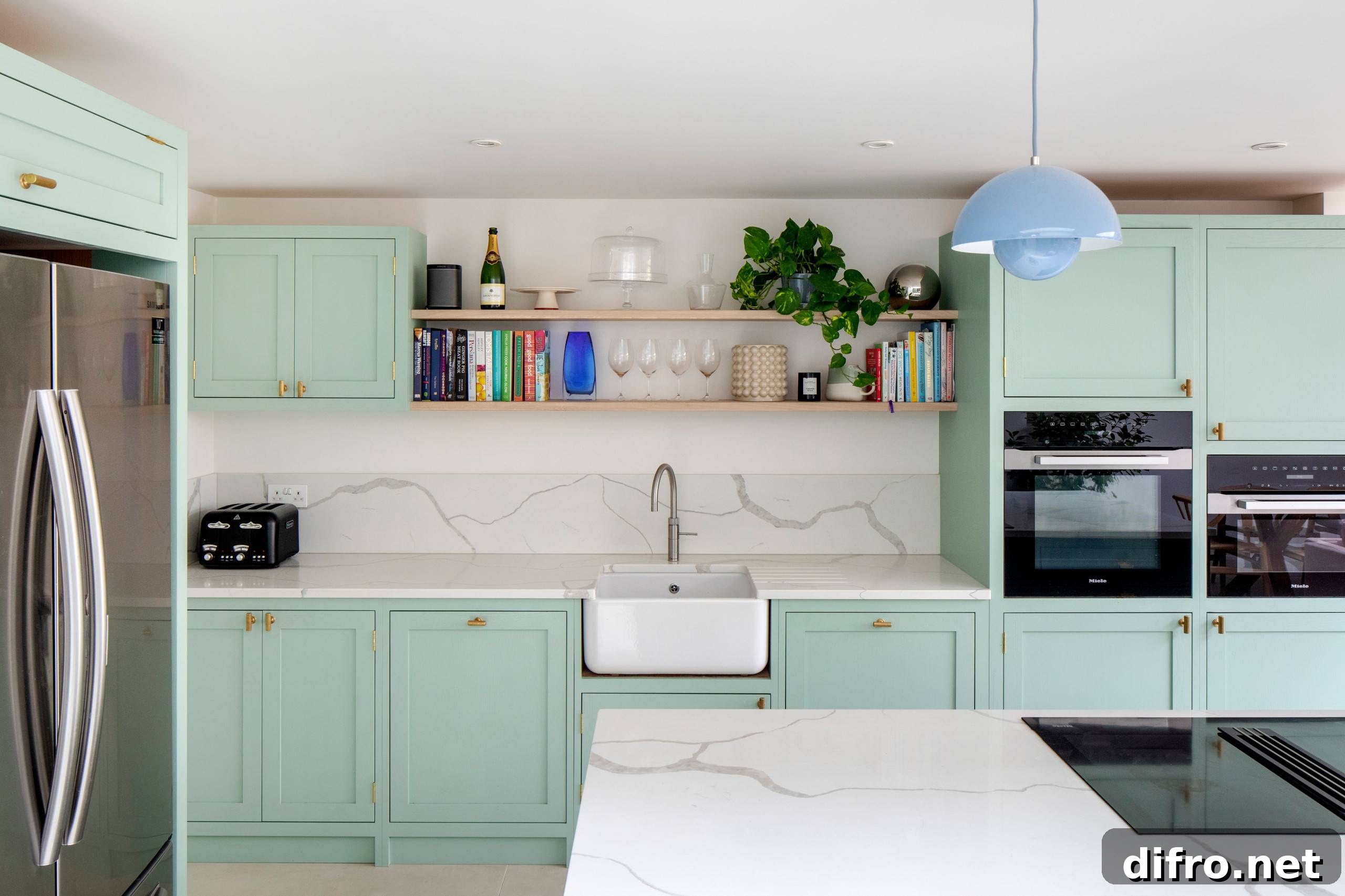 Pistachio green kitchen