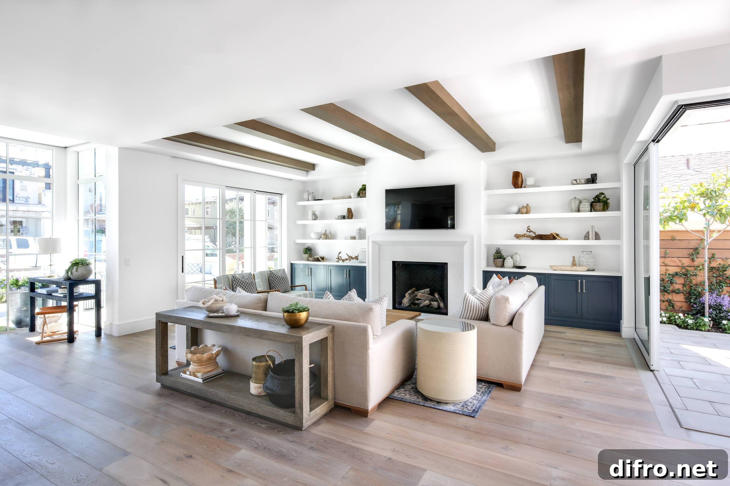 Modern living room with coastal feel