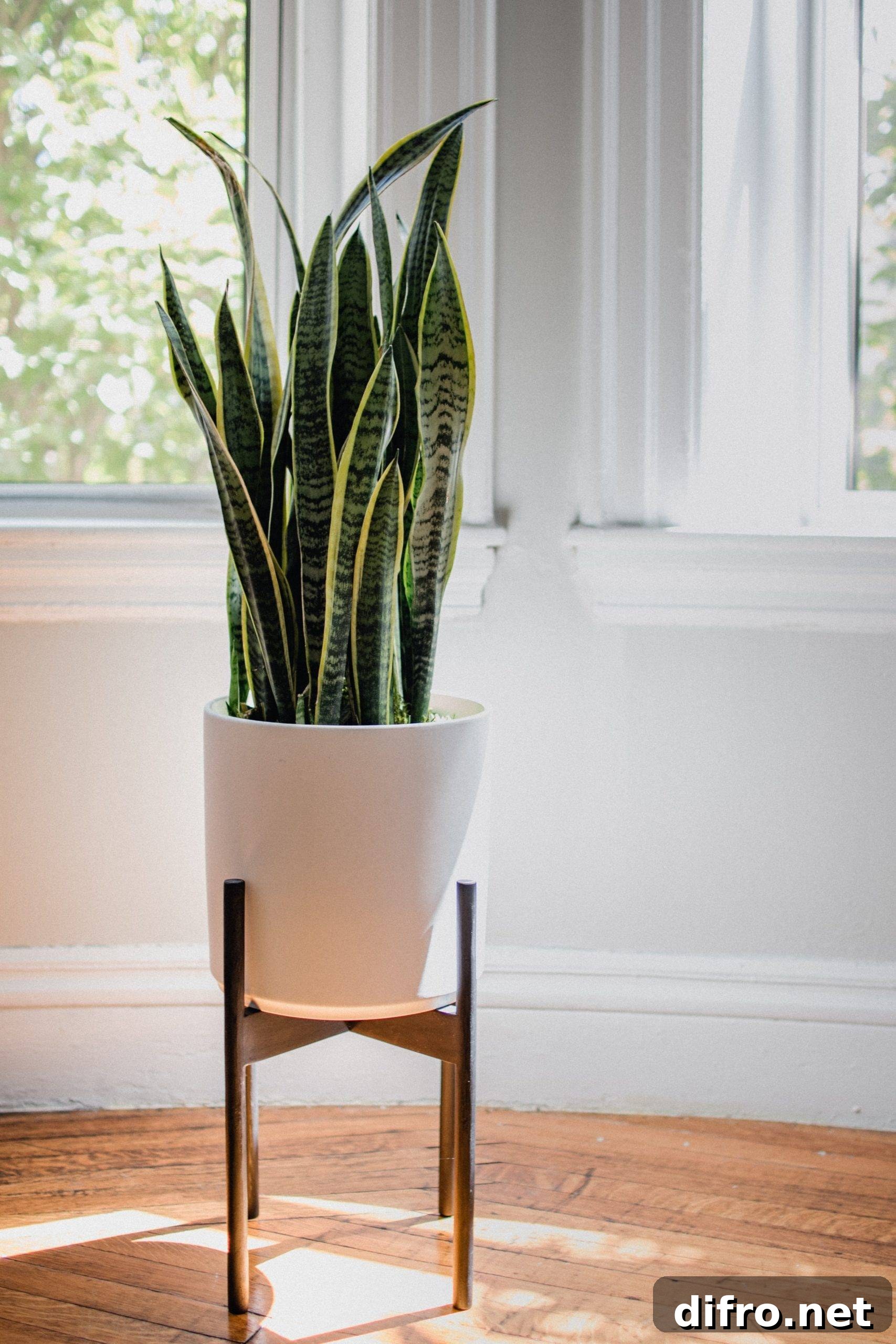 Snake plant in a room