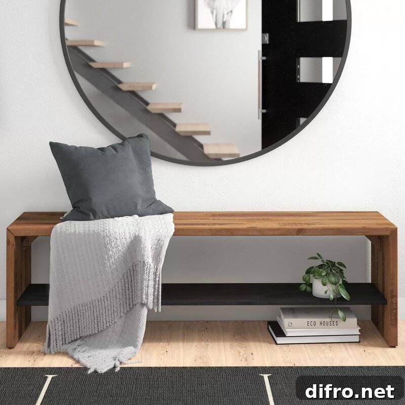 Minimalist storage bench for entryway
