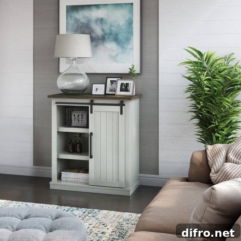 Modern farmhouse cabinet with sliding doors